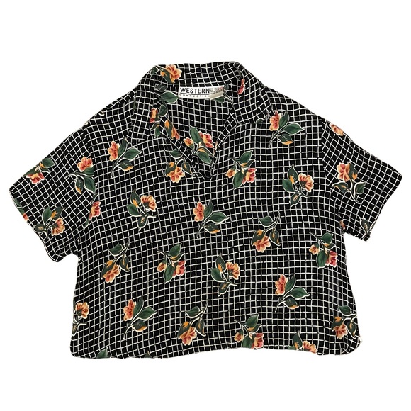 VINTAGE Collared Shirt • Grid and Floral Patterned• US Medium - Picture 1 of 8